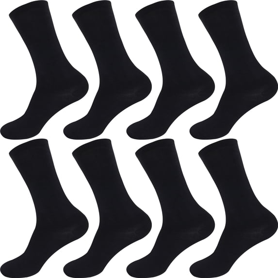 BambooMN Men's Rayon from Bamboo Casual Dress Crew Socks - Black - 8 Pairs
