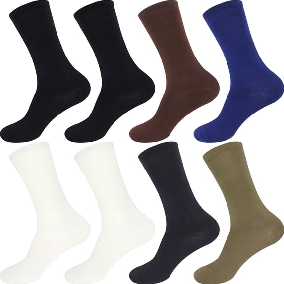 BambooMN Men's Rayon from Bamboo Casual Dress Crew Socks - Assortment 91 - 8 Pairs