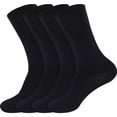 thumbnail image 1 of BambooMN Men's Rayon from Bamboo Fiber Moisture Wicking Luxury Antibacterial Casual Dress Mid-Calf Socks - Black - 4prs, Size 6-10, 1 of 6