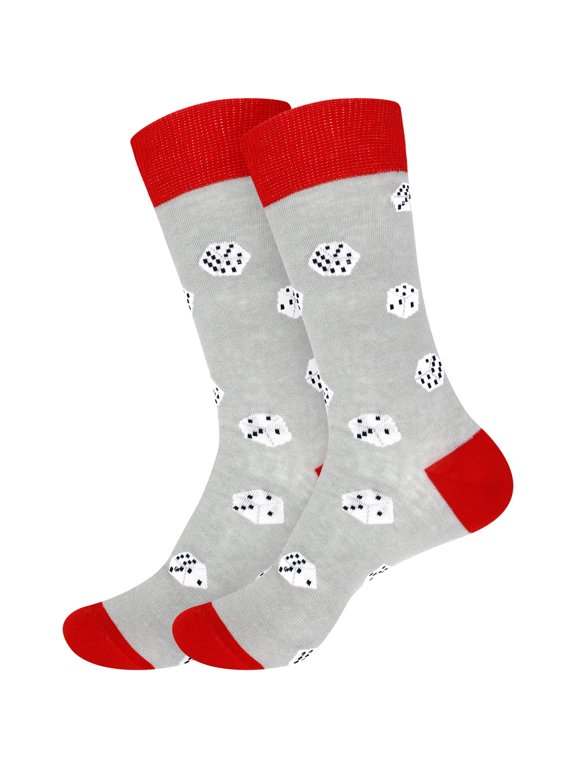 Women's Fun Novelty Crew Socks - Soft Combed Cotton - Dice - 2 Pairs