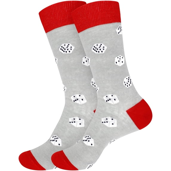 BambooMN Women's Fun Novelty Crew Socks - Soft Combed Cotton - Dice - 2 Pairs