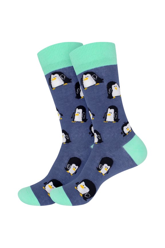 Women's Fun Novelty Crew Socks - Soft Combed Cotton - Penguins - 2 Pairs