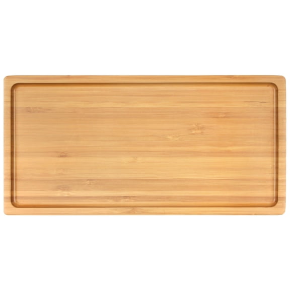 BambooMN Organic Bamboo Serving Tray, Vanity, Tea, Appetizers, Snacks, Charcuterie Board - Rounded Edges, 11"x5.5"x0.6" - 3 Trays