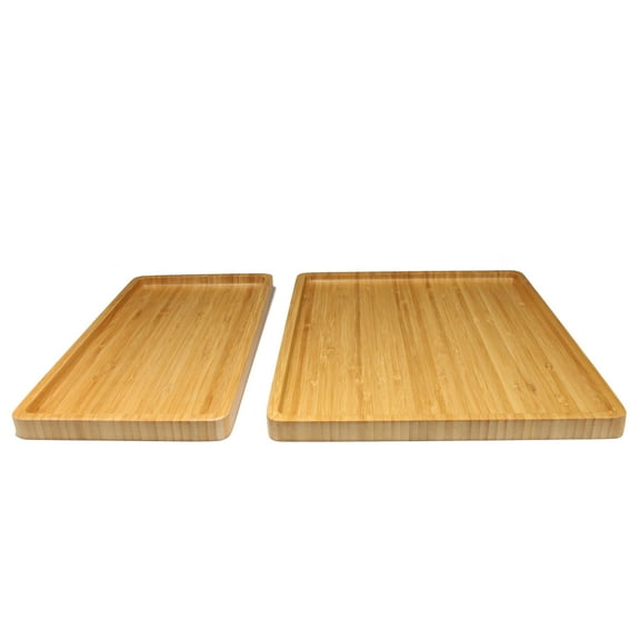 BambooMN Organic Bamboo Tea Serving Coffee and Breakfast Tray Sets - Small & Medium - 2 Tray Set - Rounded Edge Trays