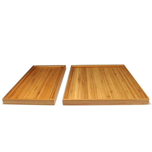 BambooMN Organic Bamboo Tea Serving Coffee and Breakfast Tray Sets - Small & Medium - 2 Tray Set - Straight Edge Trays