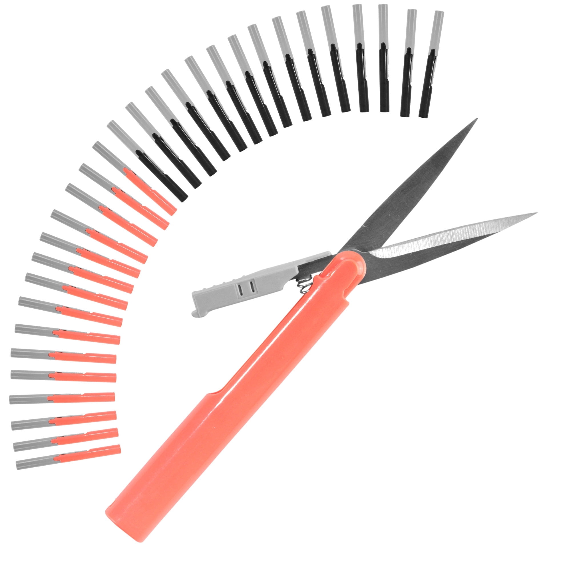 BambooMN Penblade Pen-Style Portable Travel Scissors Bulk Pack - Charcoal & Living Coral - 15 Pairs Each