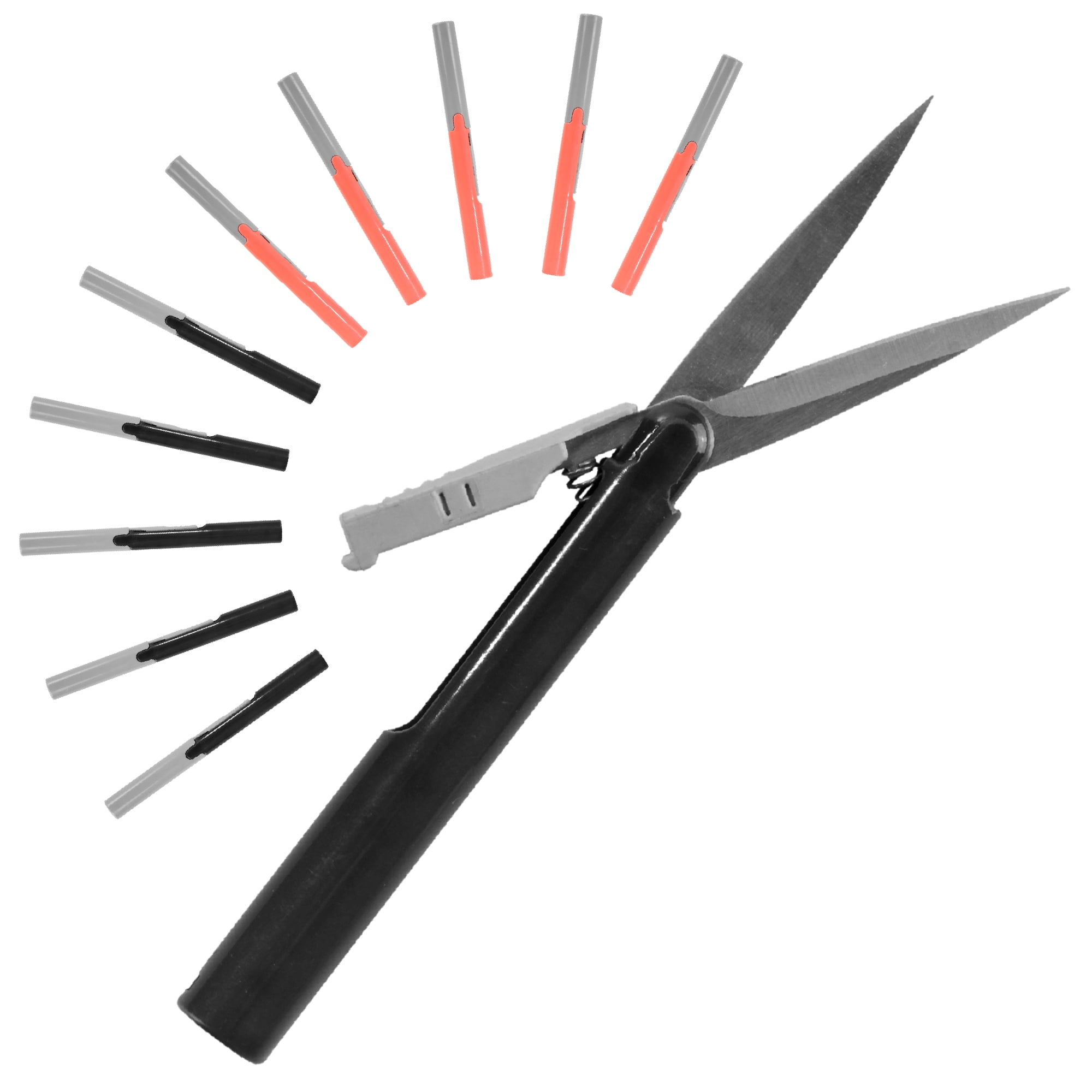 BambooMN Penblade Pen-Style Portable Travel Scissors Bulk Pack - Charcoal & Living Coral - 5 Pairs Each