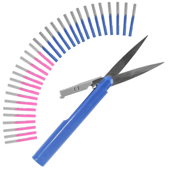 BambooMN Penblade Pen-Style Portable Travel Scissors Bulk Pack - Deep Blue & Pink - 15 Pairs Each