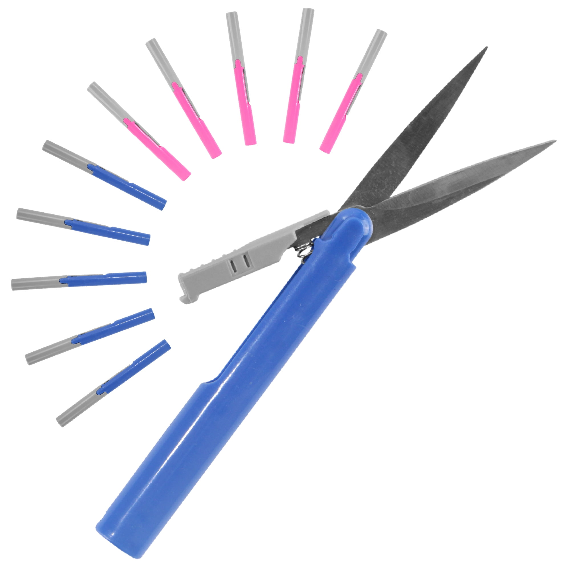 BambooMN Penblade Pen-Style Portable Travel Scissors Bulk Pack - Deep Blue & Pink - 5 Pairs Each