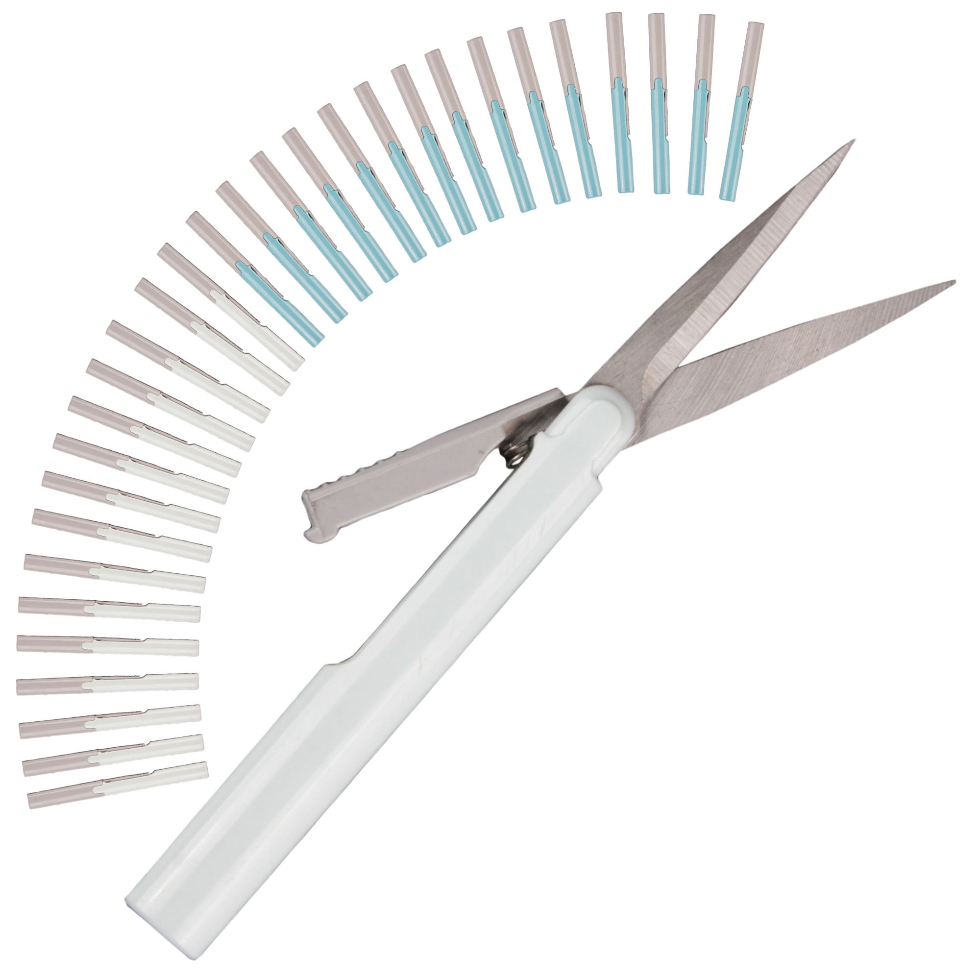 BambooMN Penblade Pen-Style Portable Travel Scissors Bulk Pack - Sage & Turquoise - 15 Pairs Each