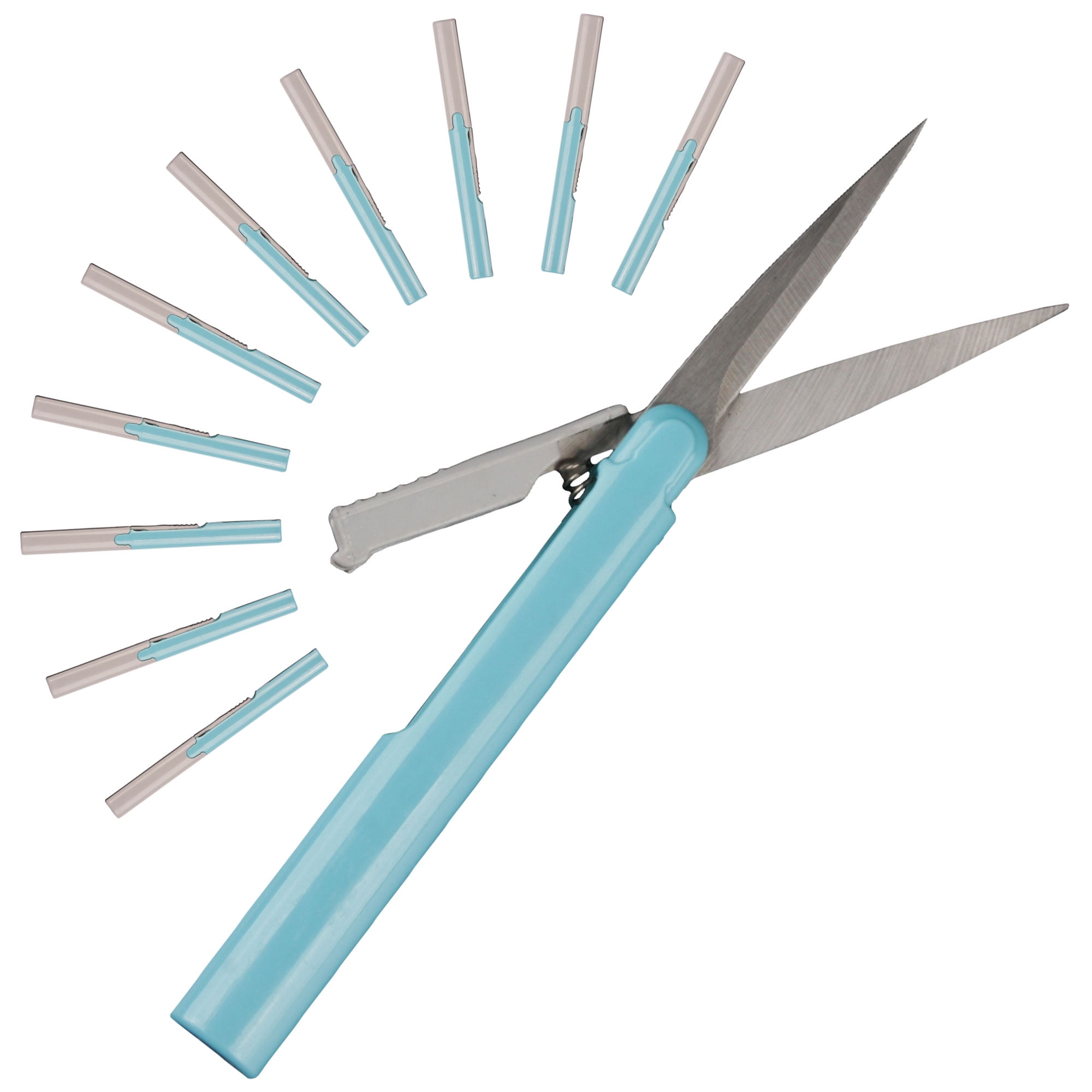 BambooMN Penblade Pen-Style Portable Travel Scissors Bulk Pack - Turquoise - 10 Pairs