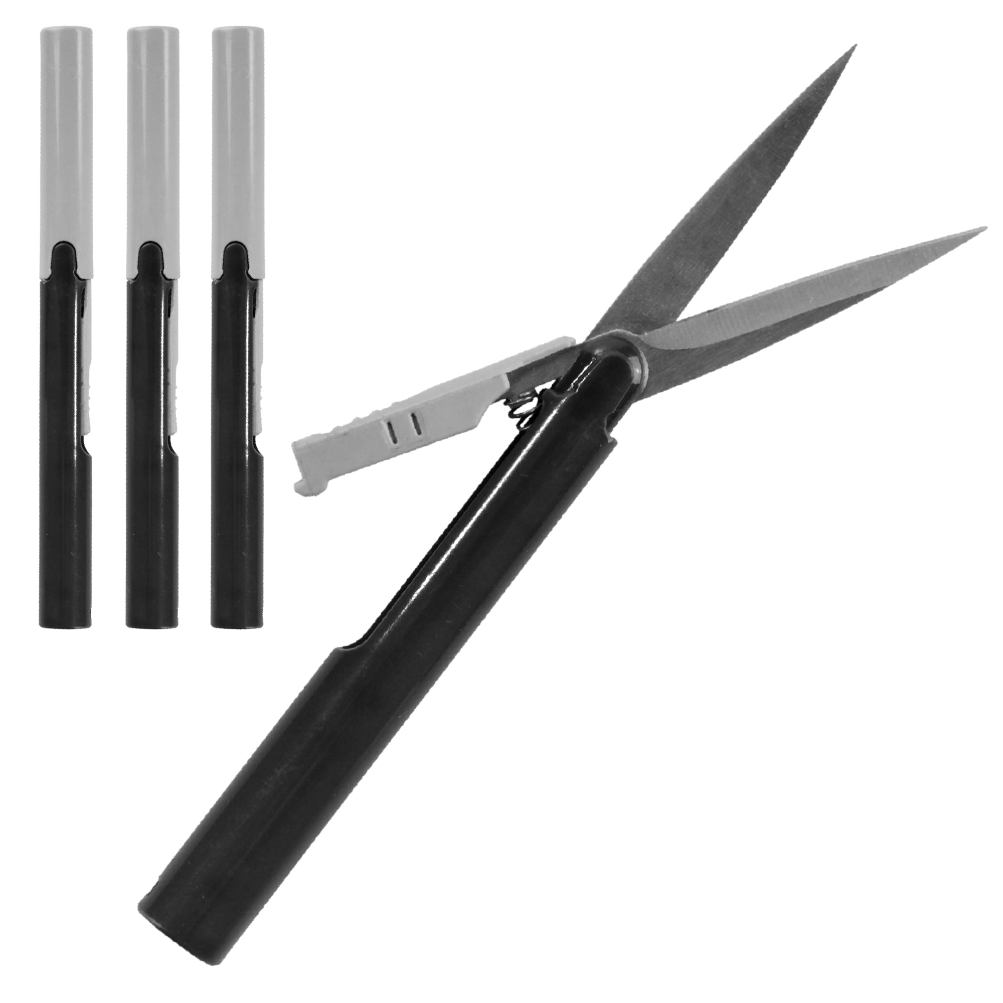 BambooMN Penblade Pen-Style Portable Travel Scissors - Charcoal - 3 Pairs