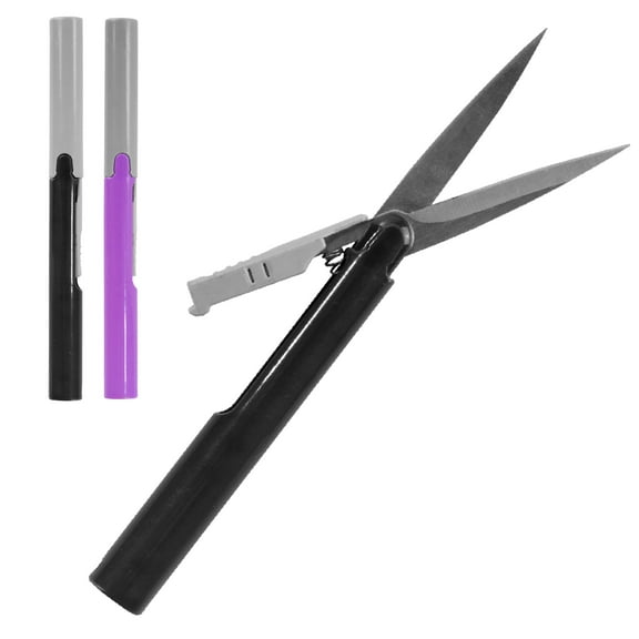 BambooMN Penblade Pen-Style Portable Travel Scissors - Purple & Charcoal - 1 Pair Each