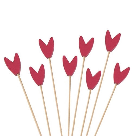 BambooMN Premium Decorative Tulip End Cocktail Fruit Sandwich Picks Skewers for Catered Events, Holiday's, Restaurants or Buffets Party Supplies - Red, 5.9", 100 Pieces