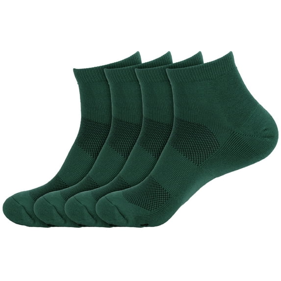 BambooMN Unisex Mens and Womens Quarter Socks Made of Rayon from Bamboo - Pine - 4 Pairs - Large