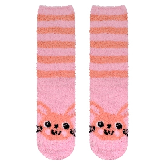 BambooMN Rabbit Socks for Women, Fuzzy Cozy Animal Crew Socks, Warm Gifts, 2 Pairs