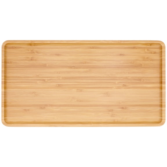 Rectangular Raised Edge Bamboo Serving Tray - 17" x 9" - Vertical Grain Cut - Carbonized Brown - 1 Tray