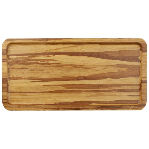 BambooMN Rectangular Bamboo Serving Tray - Tiger Stripe - 11 x 5.5 x 0.6-1 Tray