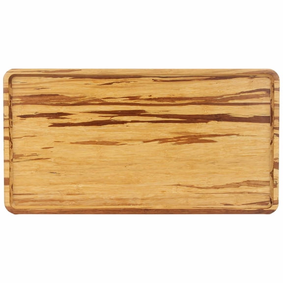 BambooMN Rectangular Nested Bamboo Serving Tray - Tiger Stripe - 17 x 9 x 0.75-1 Tray