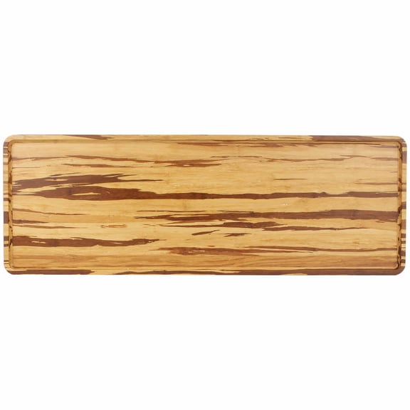 BambooMN Rectangular Nested Bamboo Serving Tray - Tiger Stripe - 26 x 9 x 0.75" - 10 Trays