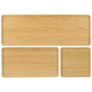 BambooMN Rectangular Nested Bamboo Serving Trays - 3 Size Vertical Grain Carbonized Brown Set - 3 Sets