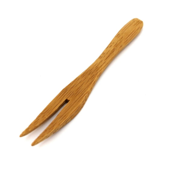 BambooMN Reusable Bamboo Appetizer Forks Picks 3.7" Carbonized Brown, 10 Pcs