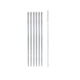 thumbnail image 1 of BambooMN Reusable Stainless Steel Metal Drinking Straws - 8.5" Thin Straight Straws w/ 1x Cleaning Brush - 6 Pack, 1 of 6