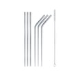 thumbnail image 1 of BambooMN Reusable Stainless Steel Metal Drinking Straws - 8"/8.5" (3 Thin Straight/3 Bent Straws) w/ 1x Cleaning Brush - 6 Pack, 1 of 6