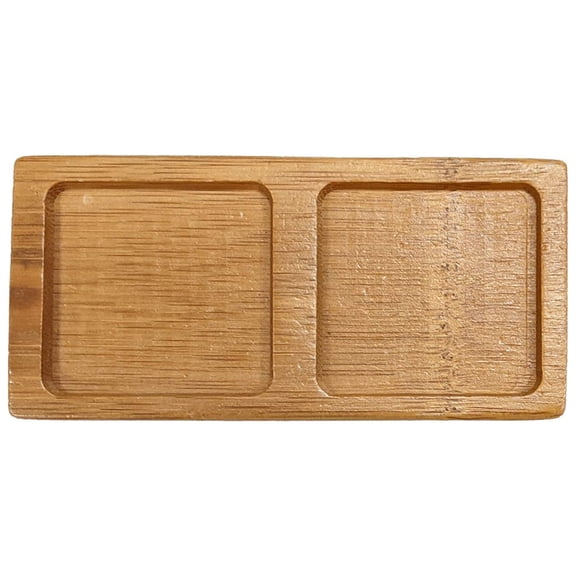 BambooMN Solid Bamboo Mini Dishes - Rectangle, Two Deep Square Compartment, 4.7" x 2.4" - 10 pcs