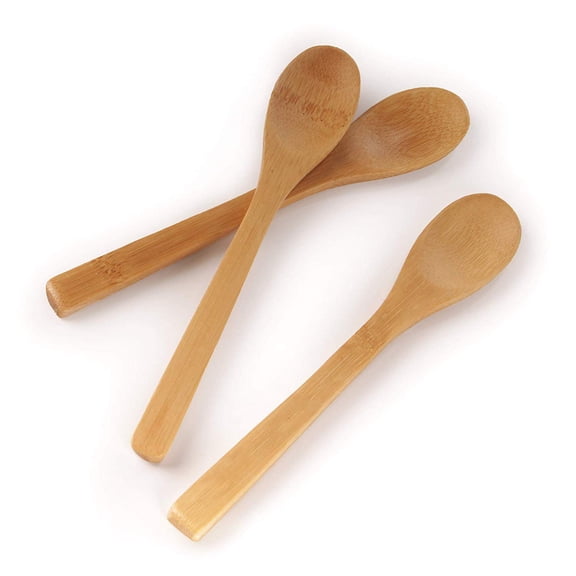 BambooMN Solid Bamboo Wood Teaspoons 6.25" - 10 Pieces