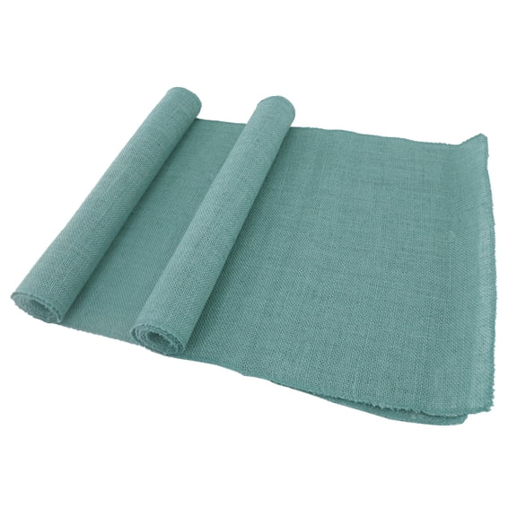 BambooMN Steel Blue 15" x 88" Vintage Hemp Burlap Table Runner, 1 Piece