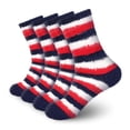 thumbnail image 1 of BambooMN Super Soft Fuzzy Team Spirit Striped Socks - 05 Red, White & Blue - Extra Large - 4 Pairs, 1 of 6