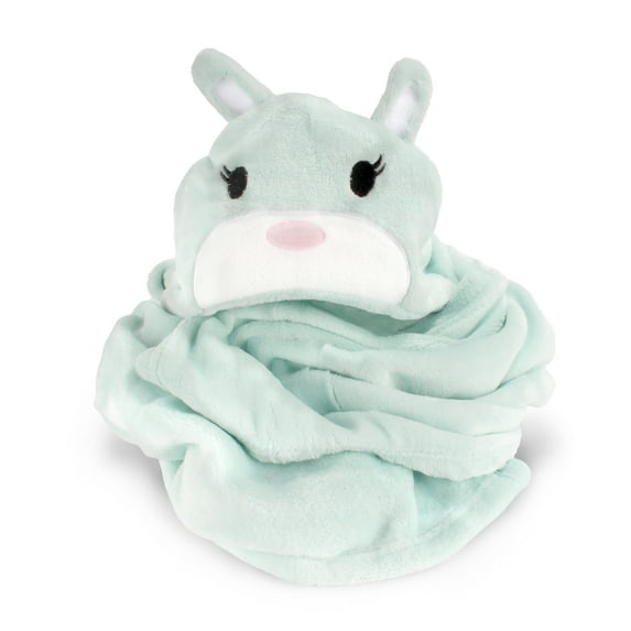 BambooMN Super Soft Hooded Bath Animal Towels - Nursery Essentials - Cute Towel Robe for Girl/Boy - Light Blue Rabbit