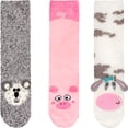thumbnail image 1 of BambooMN Women's Super Soft Fuzzy Animal Crew Socks with Non-Slip Grips - Assortment 03 - Extra Large - 3 Pairs, 1 of 8