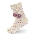 thumbnail image 1 of BambooMN Thermal Fuzzy Fleece-Lined Non-Slip Cabin Crew Socks - Beige Rainbow - Extra Large - 1 Pair, 1 of 5