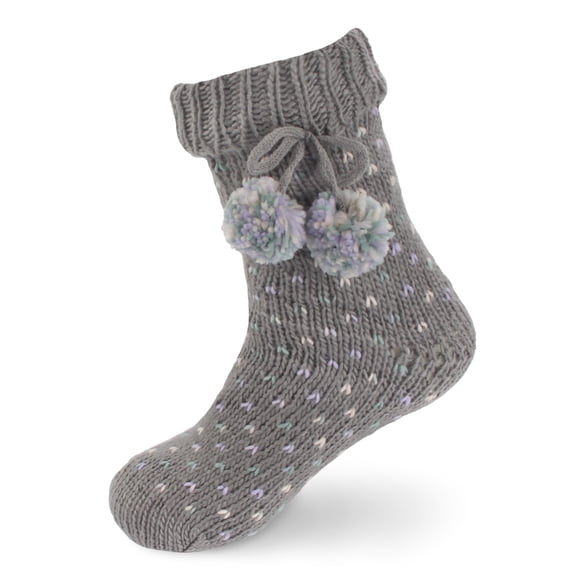 BambooMN Thermal Fuzzy Fleece-Lined Non-Slip Cabin Crew Socks - Colorful Grey - 1 Pair