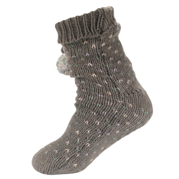 BambooMN Thick Soft Warm Fuzzy Cabin Thermal Fleece-lined Non-skid Crew Socks, 1 Pair Color 02