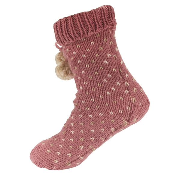 BambooMN Thick Soft Warm Fuzzy Cabin Thermal Fleece-lined Non-skid Crew Socks, 1 Pair Color 03, Extra Large