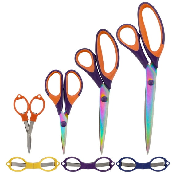 BambooMN Titanium Set & Folding Scissors - Purple w/Orange - 1 Set