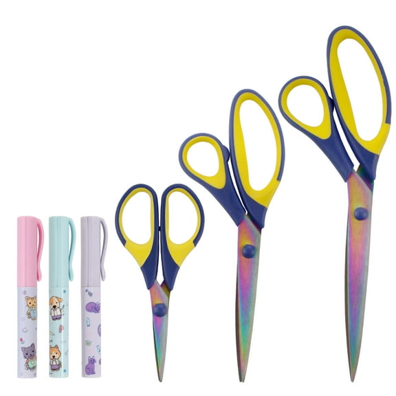 BambooMN Titanium Set & Mini Pen Scissors - Blue w/Yellow - 1 Set