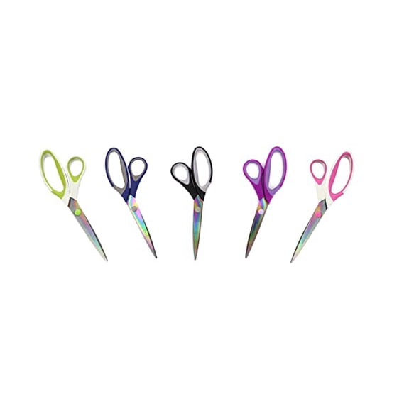 BambooMN Titanium Softgrip Scissors Set for Sewing, Arts, Crafts, Office - 5 Set Value Pack