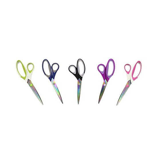 BambooMN Titanium Softgrip Scissors Set for Sewing, Arts, Crafts, Office - 5 Set Value Pack