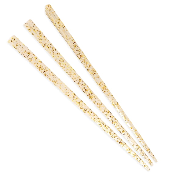 BambooMN Triangular Appetizer Cocktail Prism Picks - 4.5" (11.5cm) - Gold Glitter - 300 Pieces