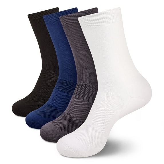 BambooMN Unisex Athletic Supported Rayon from Bamboo Crew Socks - Assortment 94 - Large - 4 Pairs