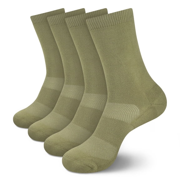 BambooMN Unisex Athletic Supported Rayon from Bamboo Crew Socks - Olive Green - Small - 4 Pairs