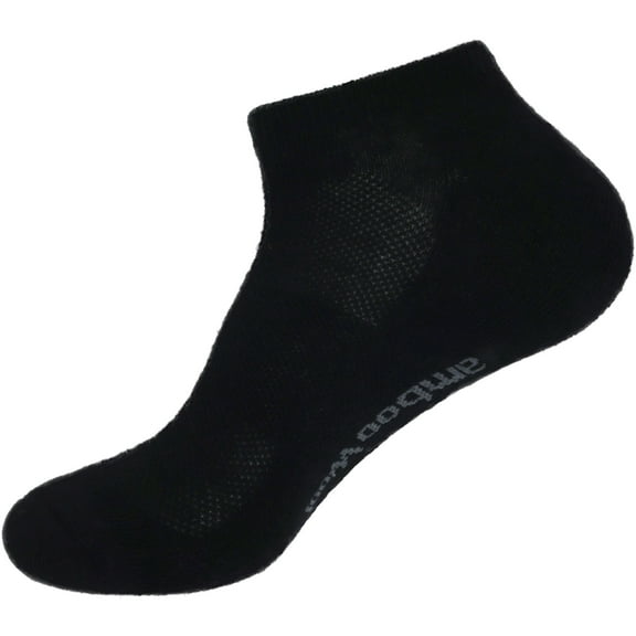 BambooMN Unisex Men and Women's Rayon from Bamboo Wool Blend Athletic Ankle Socks for Home, Travel, Work and Sport - Black - 1 Pair - Small