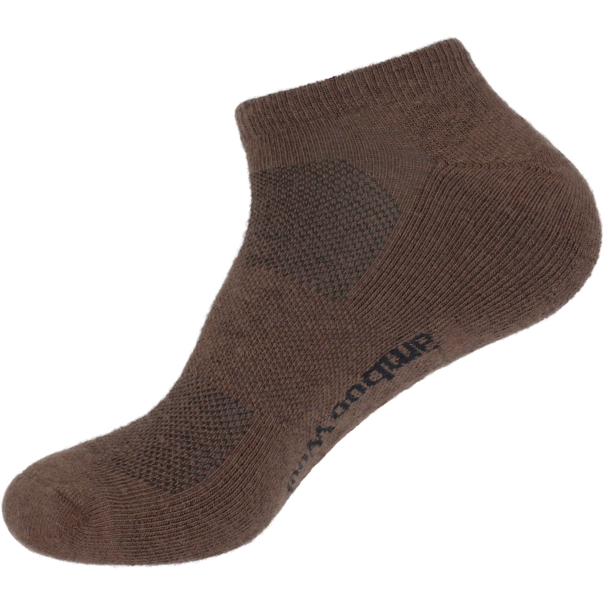 BambooMN Unisex Men and Women's Rayon from Bamboo Wool Blend Athletic Ankle Socks for Home, Travel, Work and Sport - Brown - 4 Pairs - Large