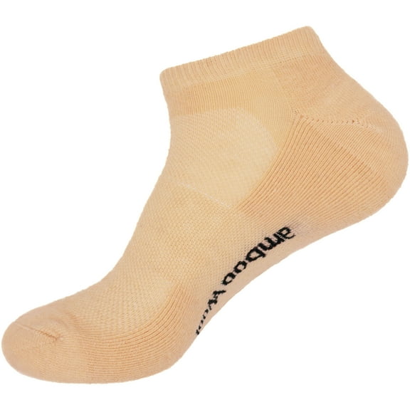 BambooMN Unisex Men and Women's Rayon from Bamboo Wool Blend Athletic Ankle Socks for Home, Travel, Work and Sport - Tan - 2 Pairs - Medium