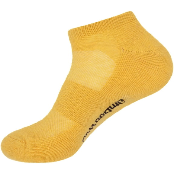 BambooMN Unisex Men and Women's Rayon from Bamboo Wool Blend Athletic Ankle Socks for Home, Travel, Work and Sport - Yellow - 2 Pairs - Small