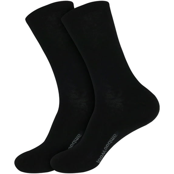 BambooMN Unisex Men and Women's Rayon from Bamboo Wool Blend Athletic Crew Socks for Home, Travel, Work and Sport - Black - 2 Pairs - Medium